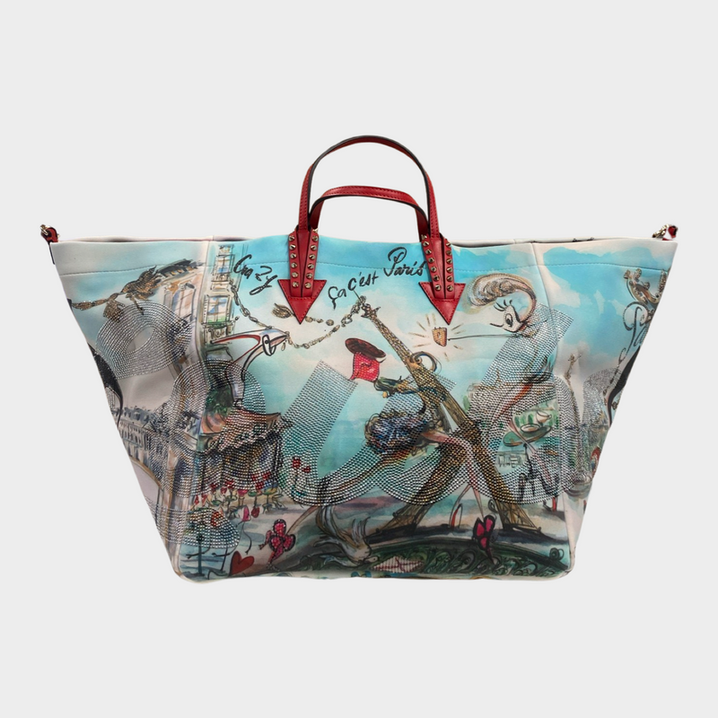 Christian Louboutin women's multicolour Paris landscape print crystal large tote