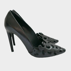 Proezna Schouler Black Leather heeled pumps with cut-outs at the front