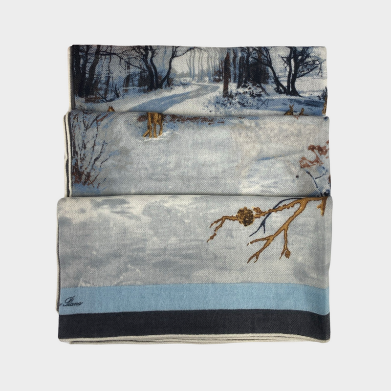 Loro Piana women's winter landscape print cashmere scarf