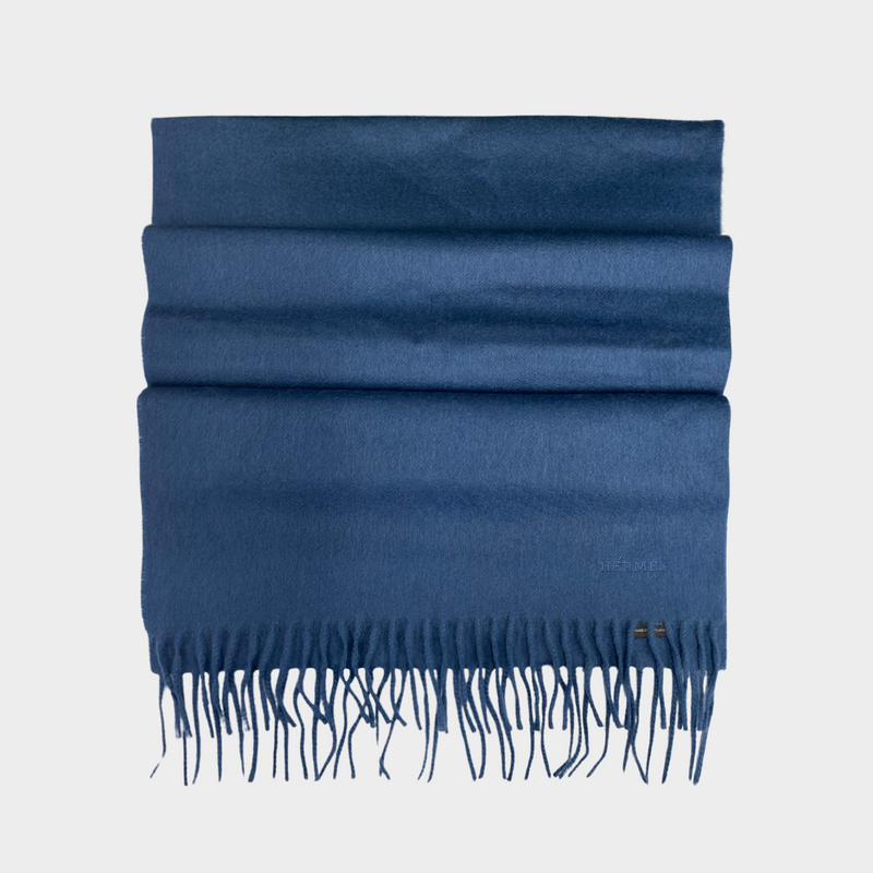 Hermes blue cashmere long scarf