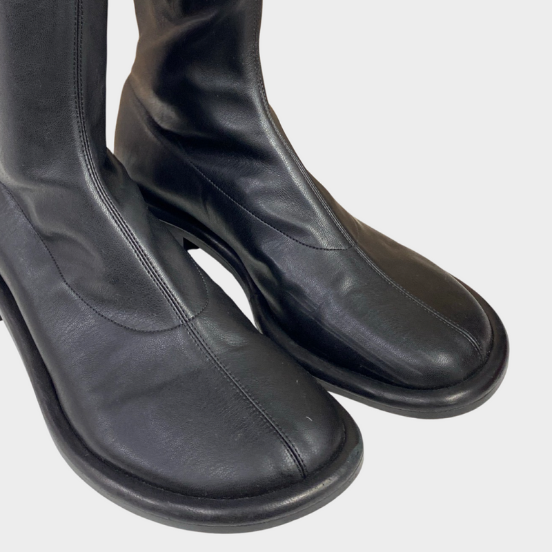 Proenza Schouler women's black leather knee length boots