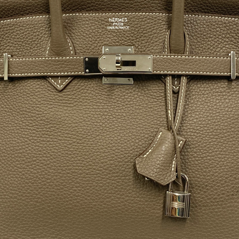 Hermes Birkin 35 Etoupe in clemence leather with palladium hardware 2015