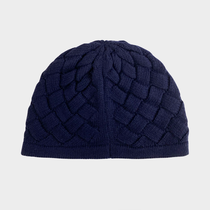 Bottega Veneta women's navy wool intrecciato hat