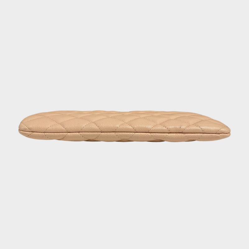 Chanel women's peach caviar leather pouch