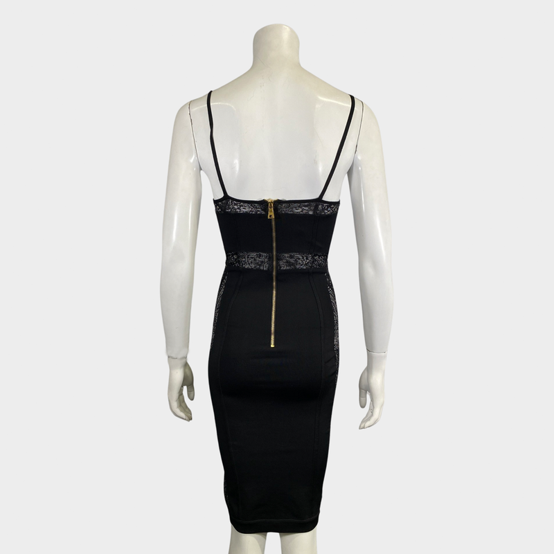 Balmain black lace and elastane bustier dress