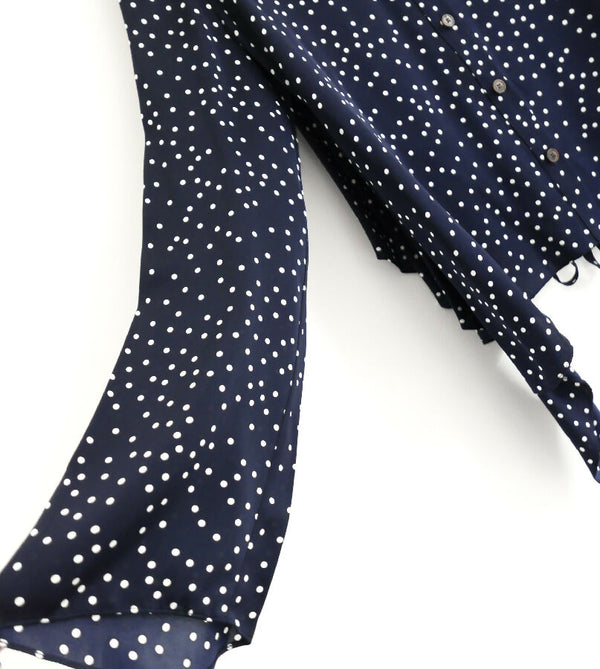 Magda Butrym women's navy and white Orleans Polka Dot Silk Blouse