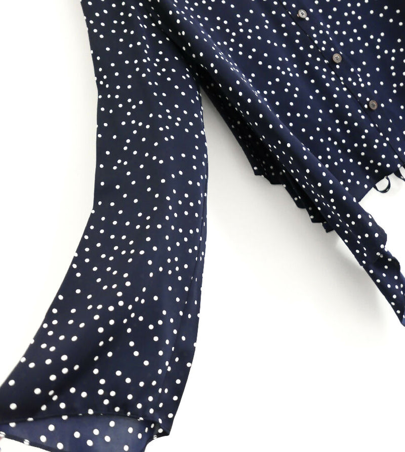Magda Butrym women's navy and white Orleans Polka Dot Silk Blouse