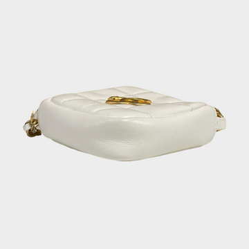 Chanel women's white quilted mini bag with gold logo – Loop