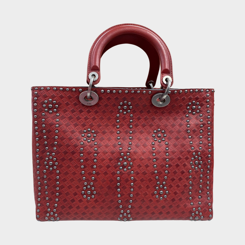 Christian Dior rusty red calfskin medium Lady Dior handbag