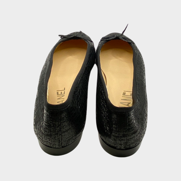 Chanel metallic black leather CC bow ballet flats – Loop Generation
