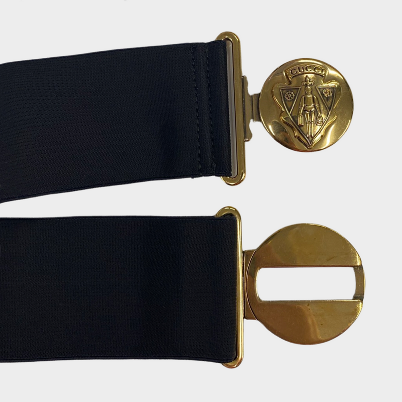 Gucci women's black elastic metal buckle belt