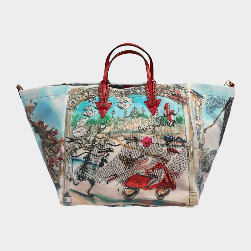 Christian Louboutin women's multicolour Paris landscape print crystal large tote