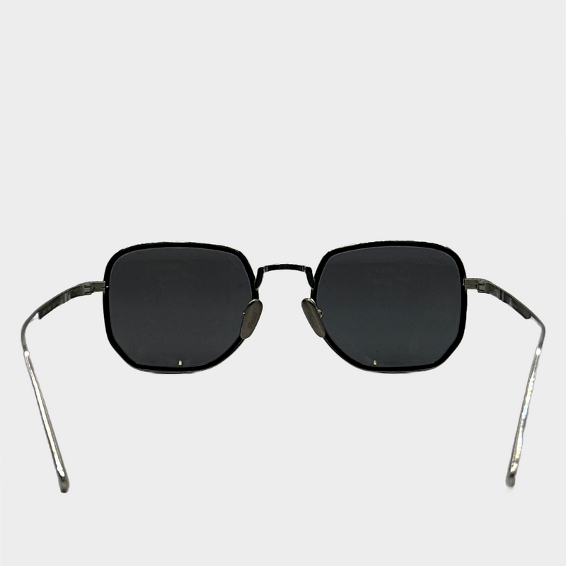 Persol men's metal frame black glass sunglasses