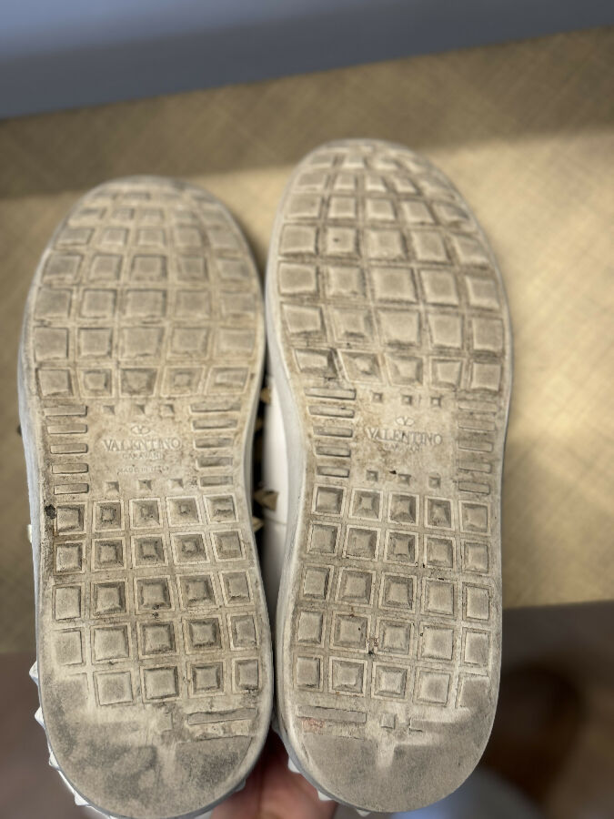 Valentino Garavani women's white Rockstud Untitled leather trainers
