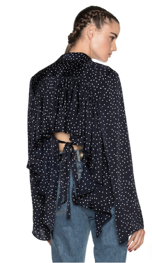 Magda Butrym women's navy and white Orleans Polka Dot Silk Blouse