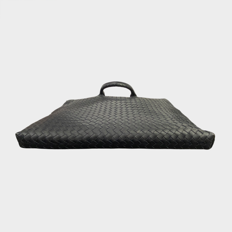 Bottega Veneta women's navy leather maxi intrecciato convertible tote