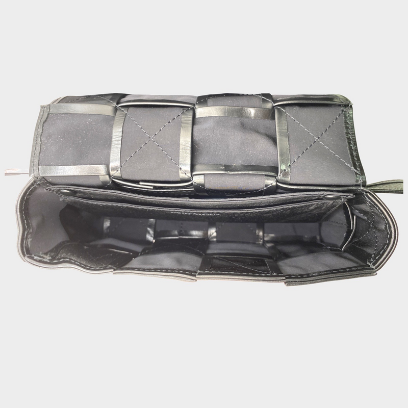 Bottega Veneta women's black intrecciato woven leather cassette belt bag