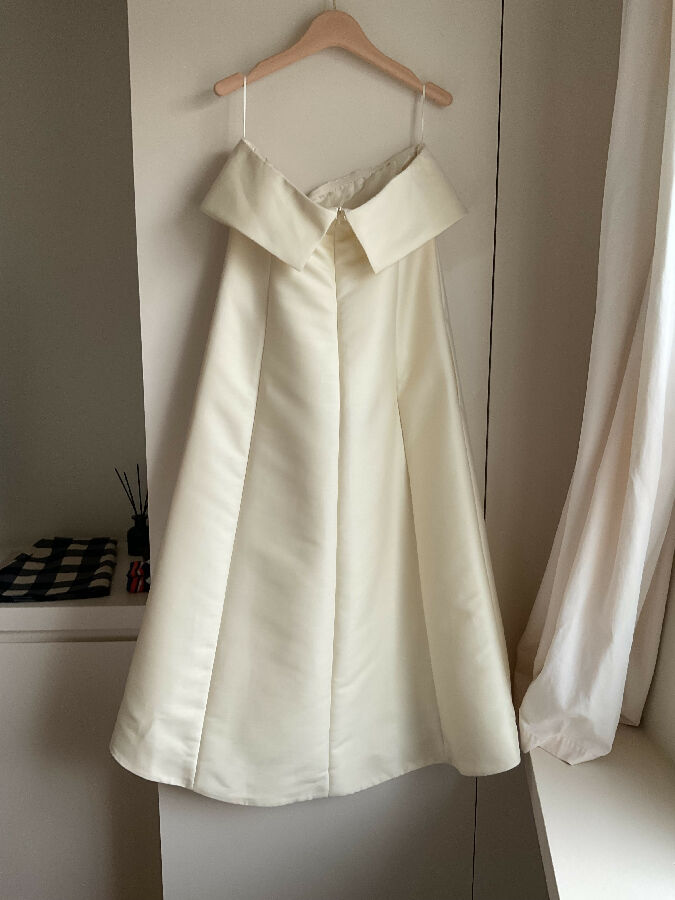 Toteme white wool A-Line bustier dress