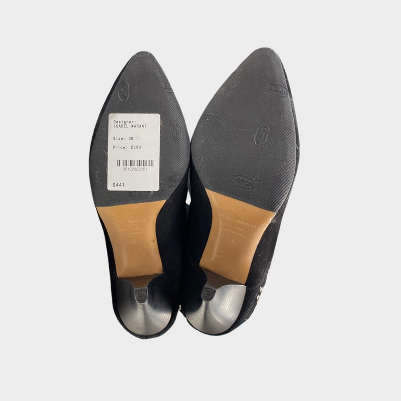 Isabel Marant women's black suede long boots with studs