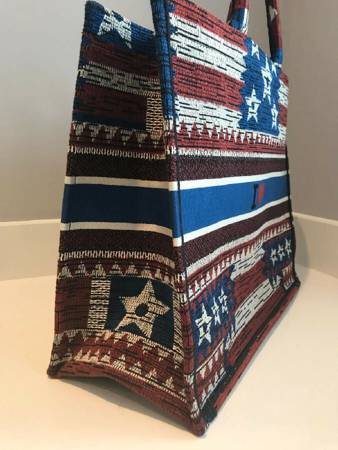 Dior women's American flag motif tote bag