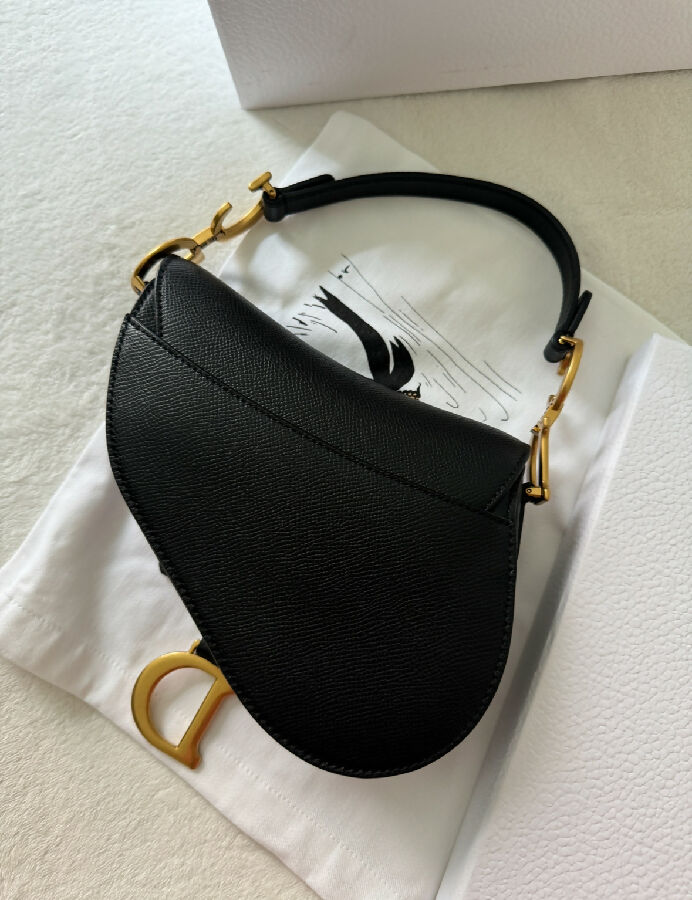 Christian Dior black leather mini Saddle bag