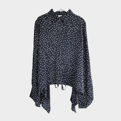 Magda Butrym women's navy and white Orleans Polka Dot Silk Blouse