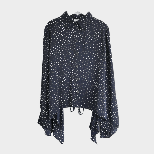 Magda Butrym women's navy and white Orleans Polka Dot Silk Blouse