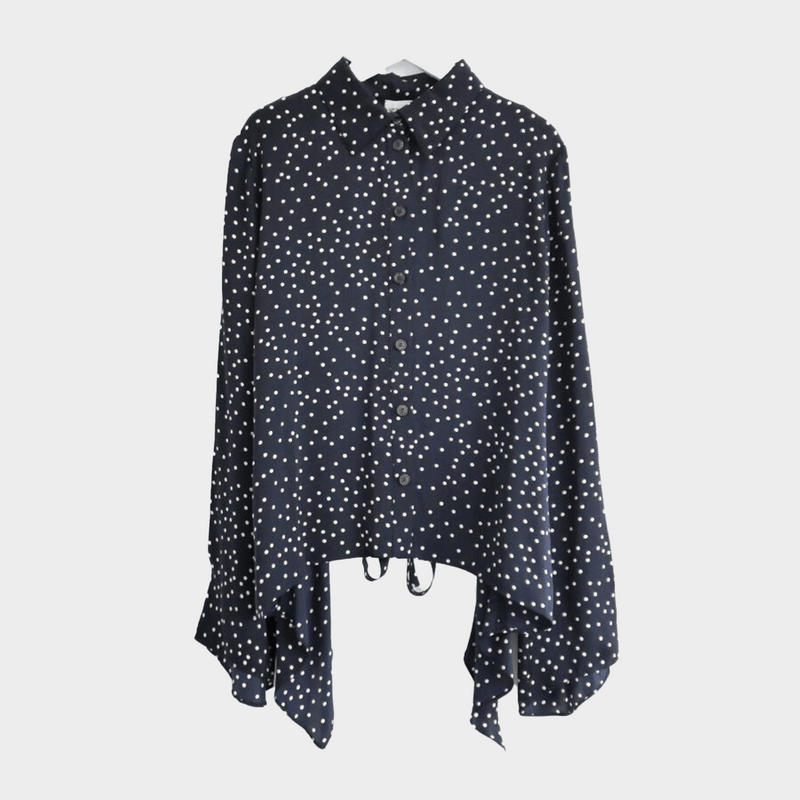 Magda Butrym women's navy and white Orleans Polka Dot Silk Blouse