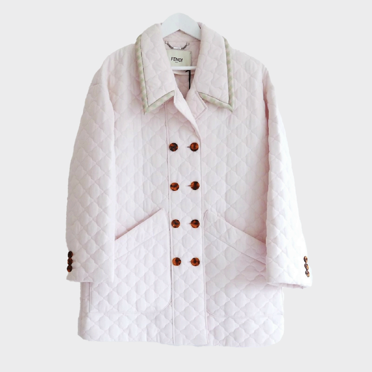 Fendi women s SS20 pastel pink silk quilted jacket Loop Generation
