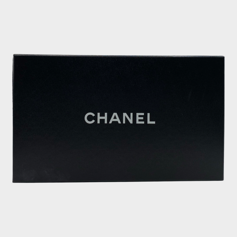 Chanel black quilted leather CC bow ballet flats
