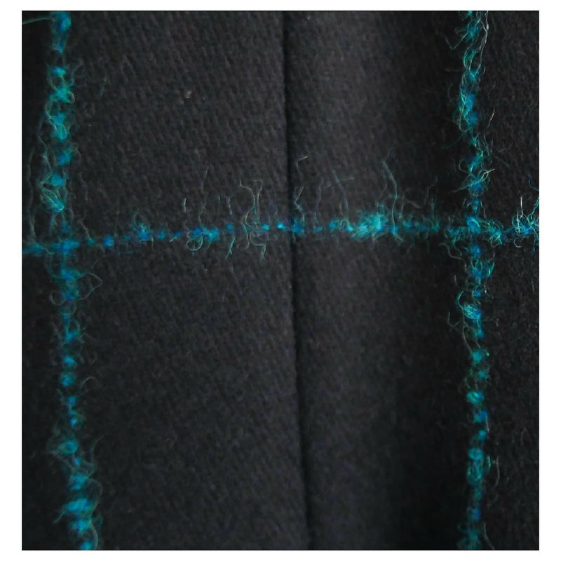 Christian Dior navy and turquoise checkered wool mix dress