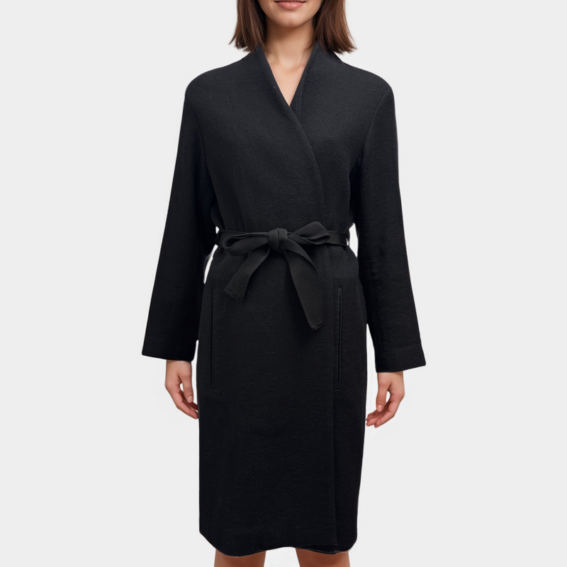 Isabel Marant Women's Black Wrap Style Wool Blend Coat
