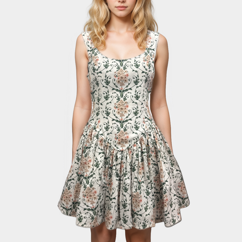 Agua by Agua Bendita Pluma Floral Corset Cotton Dress