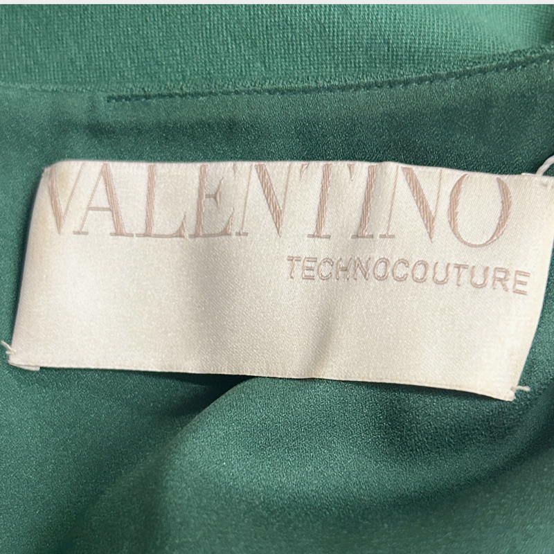 Valentino green wool dress with black lace detail