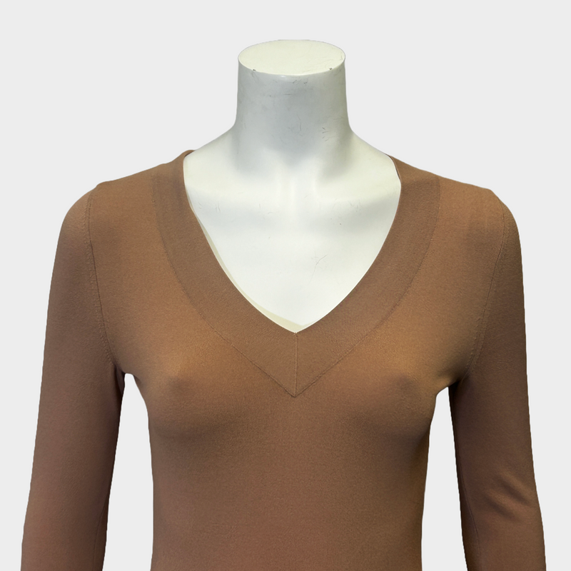 Alaia women's nude pink stretch long-sleeved bodysuit
