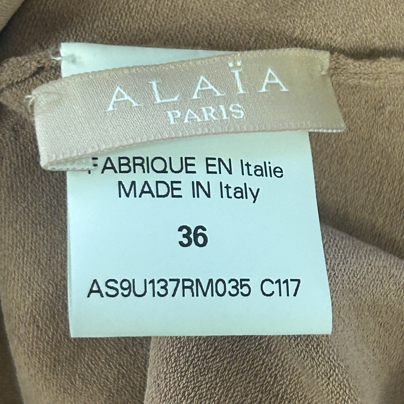Alaia women's nude pink stretch long-sleeved bodysuit