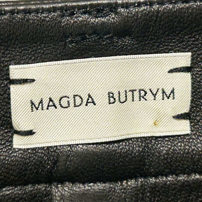 Magda Butrym women's black leather skinny trousers with lace up sides