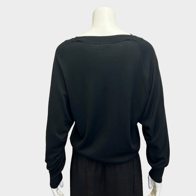 Chloe women's black wool silk blend V-neck jumper