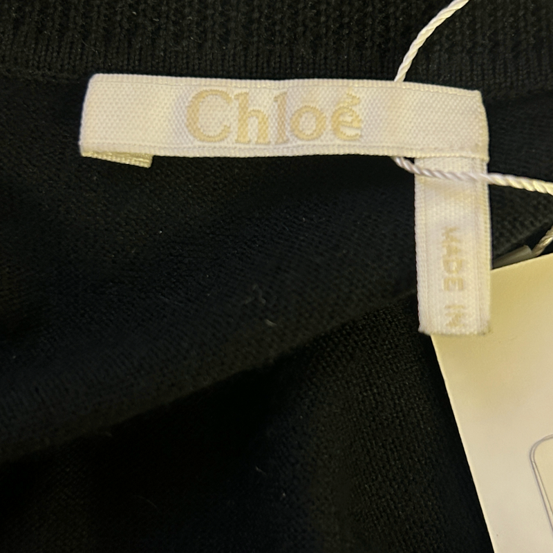 Chloe women's black wool silk blend V-neck jumper