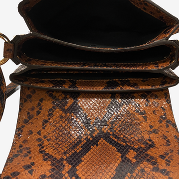 Alexander Mcqueen women s tan snakeskin leather handbag with gold skul Loop Generation