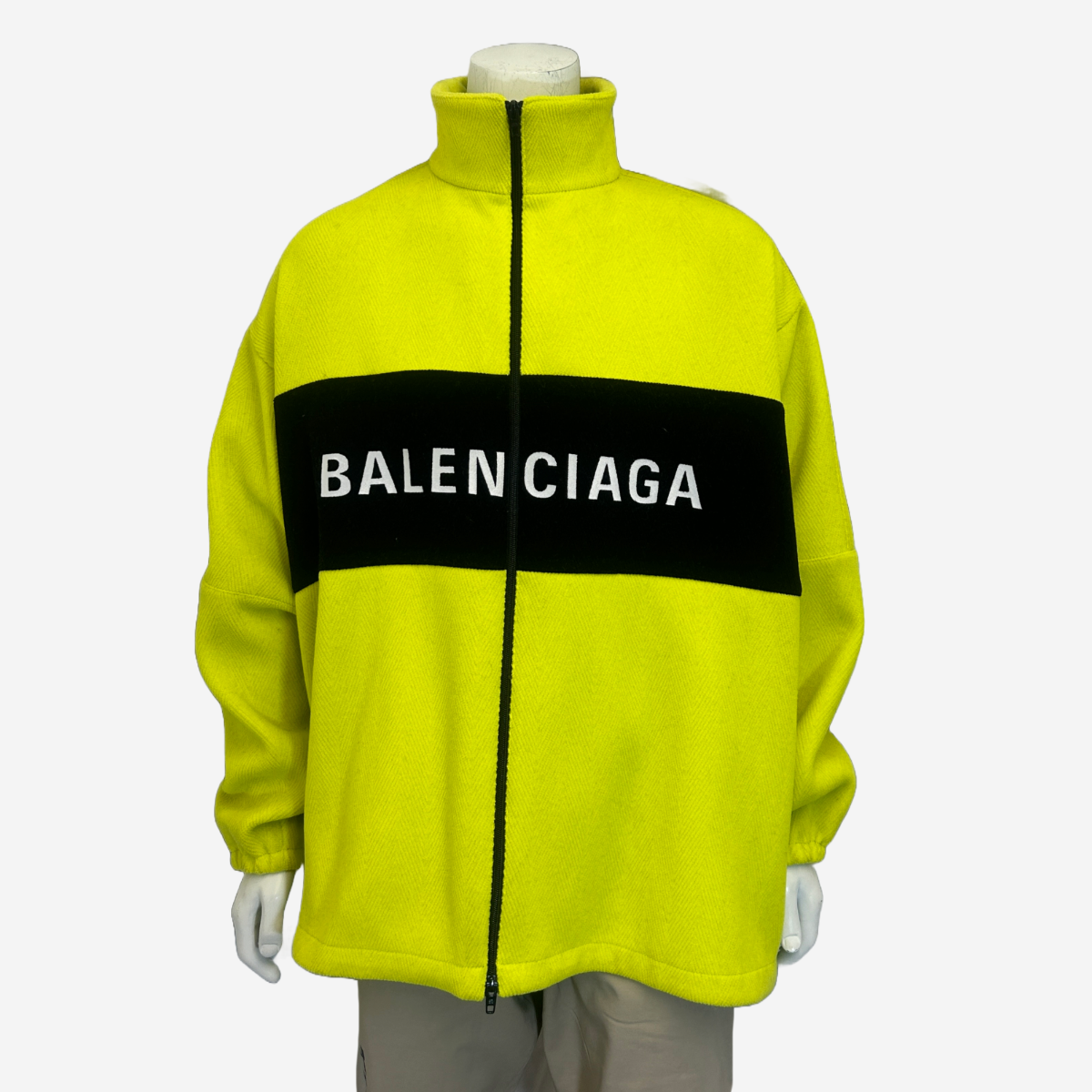 Balenciaga men's neon yellow zip-up fleece jacket – Loop Generation Balenciaga men's neon yellow zip-up fleece jacket – Loop Generation