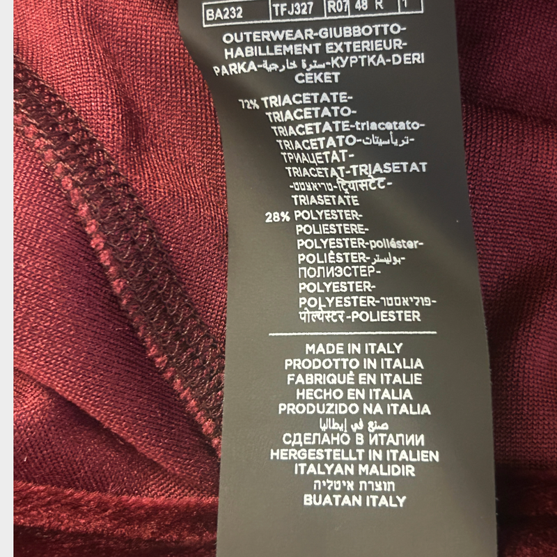Tom Ford men's burgundy velour zip-up hoodie