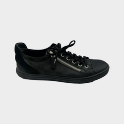 Louis Vuitton men's black monogram ankle trainers with zip detailing