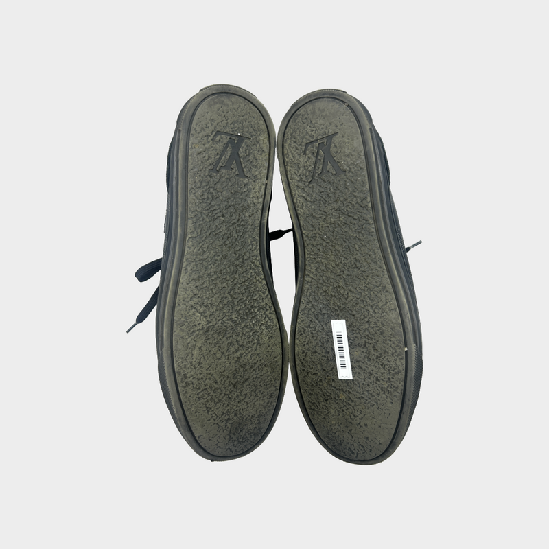 Louis Vuitton men's black monogram ankle trainers with zip detailing