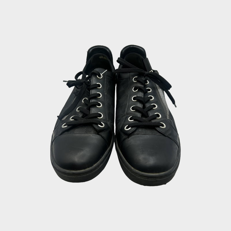 Louis Vuitton men's black monogram ankle trainers with zip detailing