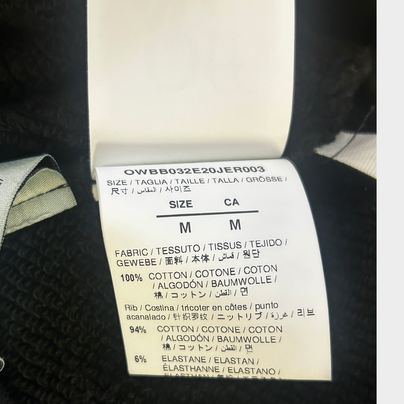 Off-White men's black cotton hoodie with maple leaf motif
