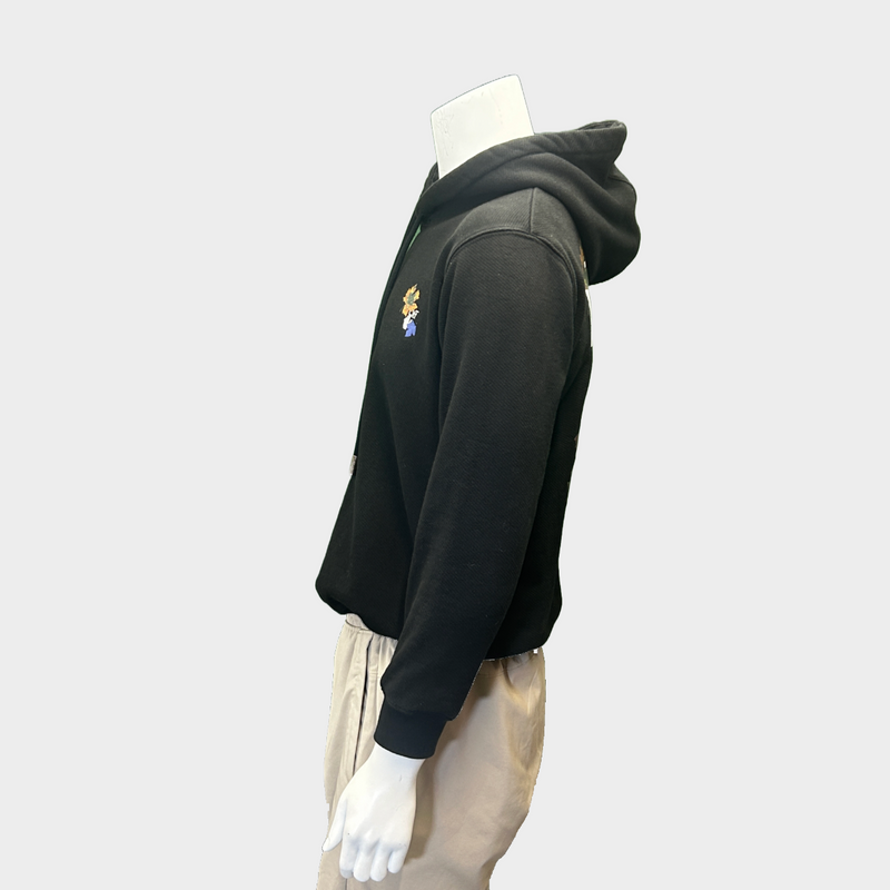 Off-White men's black cotton hoodie with maple leaf motif
