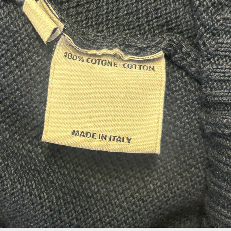 Fedeli navy cotton knitted zip-up cardigan