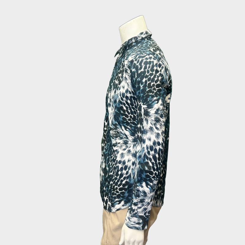 Roberto Cavalli men's blue cotton animal print shirt