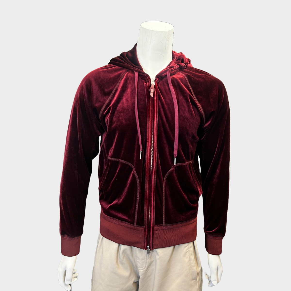 Tom Ford men's burgundy velour zip-up hoodie – Loop Generation